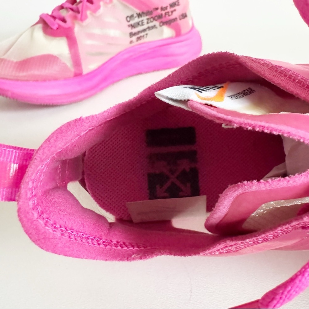 Nike x Off-White Zoom Fly Sneaker Pink US 9.5 AJ4588-600 Streetwear Collector - Picture 12 of 13